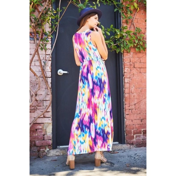 🎉HP🎉 Watercolor Maxi Dress With Pockets - Picture 5 of 9